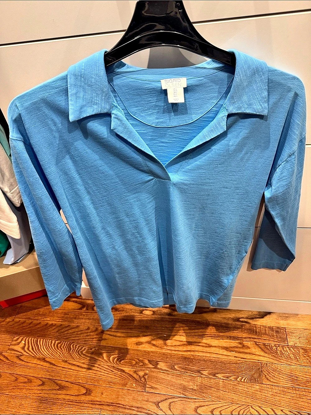 Sigrid Olsen Women's Blue Polo Top Size Medium Like New